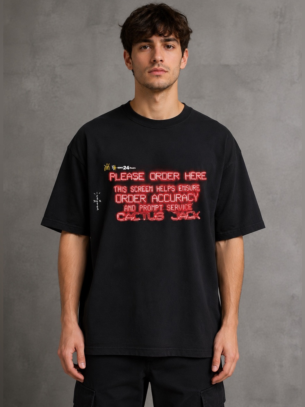 NWOT Travis Scott Cactus Jack x McDonald's T-Shirt Men M Black Please Order Here